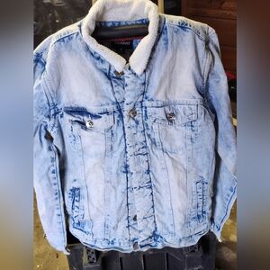 South Pole Light Blue Denim Jacket with White Sherpa Lining